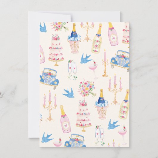 Whimsical Wedding French Chateau Mansion Kaart (Achterkant)