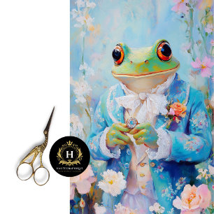Whimsical Wedding Frog Regal Floral Decoupage Tissuepapier