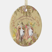Whimsical Wedding Gift Basset Hound bruid bruidego Keramisch Ornament (Rechts)