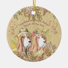 Whimsical Wedding Gift Basset Hound bruid bruidego Keramisch Ornament