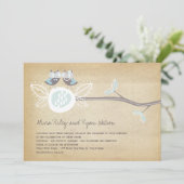 Whimsical Wedding Owls Woodland Rustic Wedding Kaart (Staand voorkant)