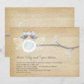 Whimsical Wedding Owls Woodland Rustic Wedding Kaart (Voorkant / Achterkant)