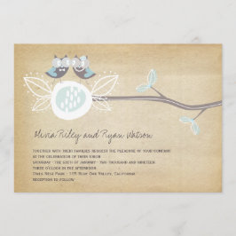 Whimsical Wedding Owls Woodland Rustic Wedding Kaart