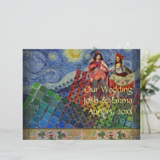 Whimsical Wedding Program Fun Cute Colorful (Staand voorkant)