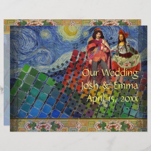 Whimsical Wedding Program Fun Cute Colorful (Voorkant / Achterkant)