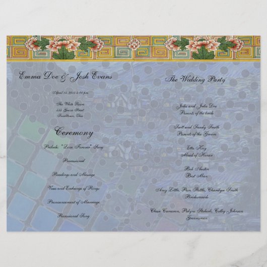 Whimsical Wedding Program Fun Cute Colorful (Achterkant)