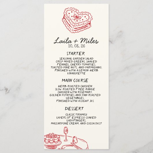 Whimsical Wedding Red Heat Wedding Menu (Voorkant)