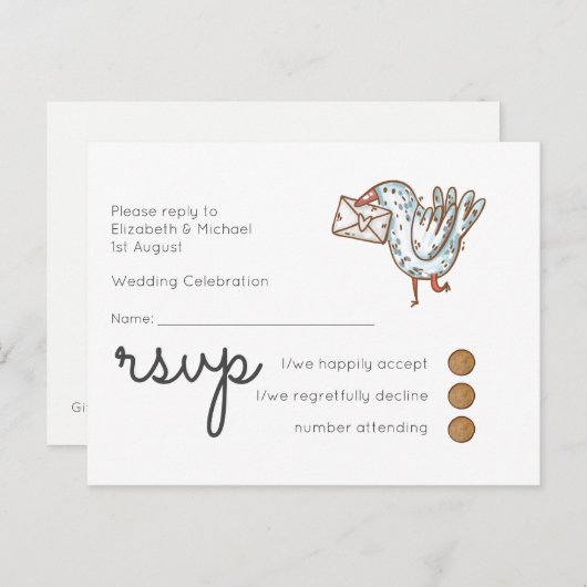 Whimsical Wedding RSVP-Briefkaart Uitnodiging Briefkaart (Voorkant / Achterkant)