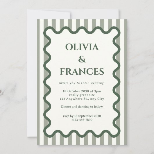 Whimsical Wedding Suite, Wavy Uitnodiging (Voorkant)