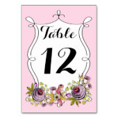 Whimsical Wedding Table Number, Waterverf Florals Kaart (Achterkant)