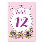 Whimsical Wedding Table Number, Waterverf Florals Kaart (Voorkant)