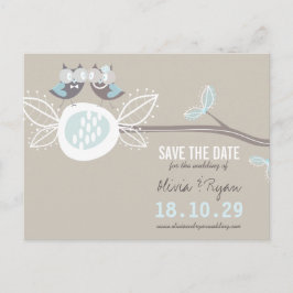 Whimsical Wedding Uils Tree Branch Sla de datum op Aankondigingskaart