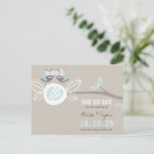 Whimsical Wedding Uils Tree Branch Sla de datum op Aankondigingskaart (Staand voorkant)