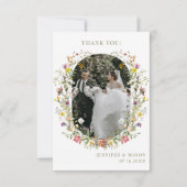 Whimsical weide wildflower bruiloft foto bedankkaart (Voorkant)