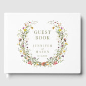 Whimsical weidebloem krans bruiloft gastenboek (Voorkant)