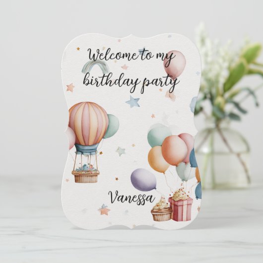 Whimsical "Welcome to My Birthday" Card – Add Name Feestdagenkaart (Staand voorkant)