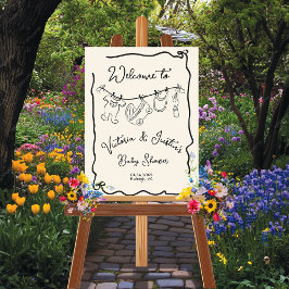 Whimsical Welkom Baby shower waslijn Poster