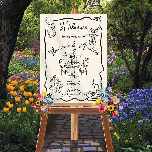 Whimsical Welkom Huwelijk golvend lijst boog Poster