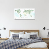 Whimsical Wereldkaart Wall Art - Waterverf Natuur Canvas Afdruk (Insitu (Slaapkamer))