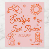 Whimsical Western Cocktail Bachelorette-weekend Wijn Etiket (Enkel label)