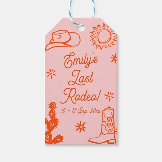 Whimsical Western vrijgezellenfeest weekend Cadeaulabel (Voorkant)