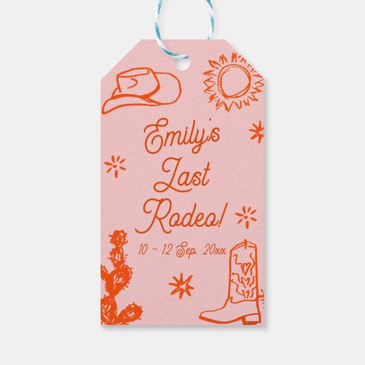 Whimsical Western vrijgezellenfeest weekend Cadeaulabel (Achterkant)