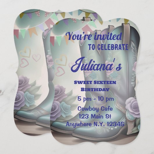 Whimsical Westerne laarzen met bloemencharme Kaart (Voorkant / Achterkant)