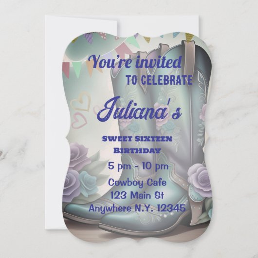 Whimsical Westerne laarzen met bloemencharme Kaart (Voorkant)