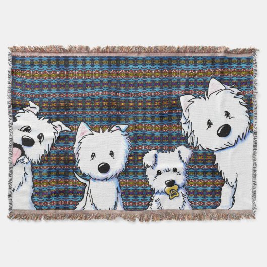 Whimsical Westie Familie Gooi Deken (Voorkant)