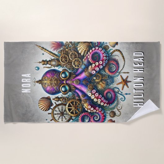 WHIMSICAL WHACKY FUNKY STEAMPUNK PAARSE OCTOPUS STRANDLAKEN (Voorkant)