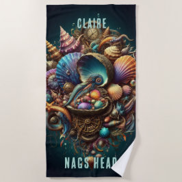 WHIMSICAL WHACKY STEAMPUNK JEWELTONE SCALLOP SHELL STRANDLAKEN