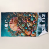 WHIMSICAL WHACKY STEAMPUNK SCALLOP SHELL OP BLAUW STRANDLAKEN (Voorkant)