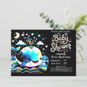 Whimsical Whale Blue Boy Baby shower Kaart (Staand voorkant)