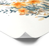 Whimsical Whale Illustration met Oranje ballon A Poster (Hoek)