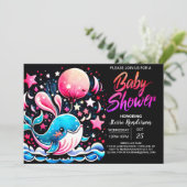 Whimsical Whale Nautical Girl Baby shower Kaart (Staand voorkant)