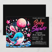 Whimsical Whale Nautical Girl Baby shower Kaart (Voorkant / Achterkant)