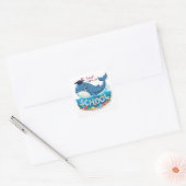 Whimsical Whale 'Off the Scale' School Opwinding Vierkante Sticker (Envelop)