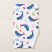 Whimsical Whales and Coral Seamless Pattern Bad Handdoek (Handdoek)