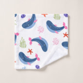 Whimsical Whales and Coral Seamless Pattern Bad Handdoek (Wasdoekje)