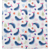 Whimsical Whales and Coral Seamless Pattern Douchegordijn (Voorkant)