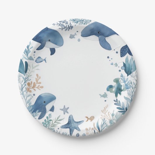Whimsical Whales Verjaardagsfeestje Papier Bord (Voorkant)