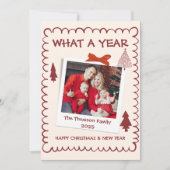 Whimsical What A Year Multi Photo Christmas Red Kaart (Voorkant)