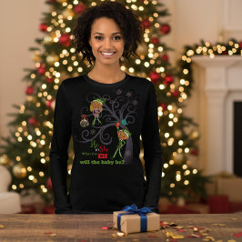 Whimsical What the Elf Will the Baby Be? Tri-Blend Shirt