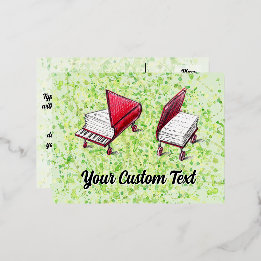 Whimsical Wheels & Piano Briefkaart Limoen Cream