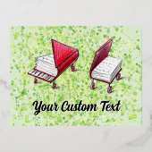 Whimsical Wheels & Piano Briefkaart Limoen Cream (Voorkant)