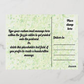 Whimsical Wheels & Piano Postcard Lime Crème Folie Feestdagen Briefkaart (Achterkant)
