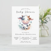 Whimsical Whimsy Koe Baby shower Kaart (Staand voorkant)