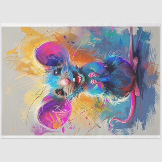 Whimsical Whiskers Abstracte Mouse Decoupage Tissuepapier (Voorkant)