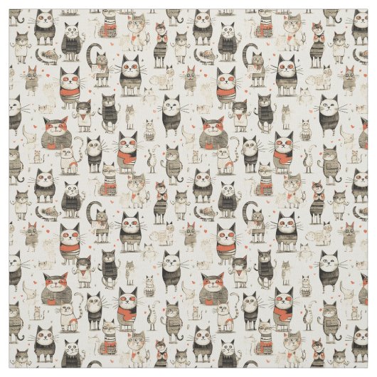 Whimsical Whiskers: Whimsy kat Stof (Swatch)