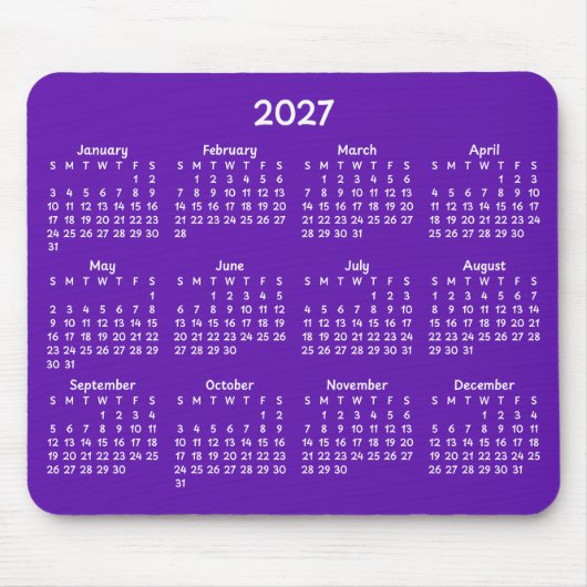 Whimsical White 2027 Agenda op Paars Muismat (Voorkant)